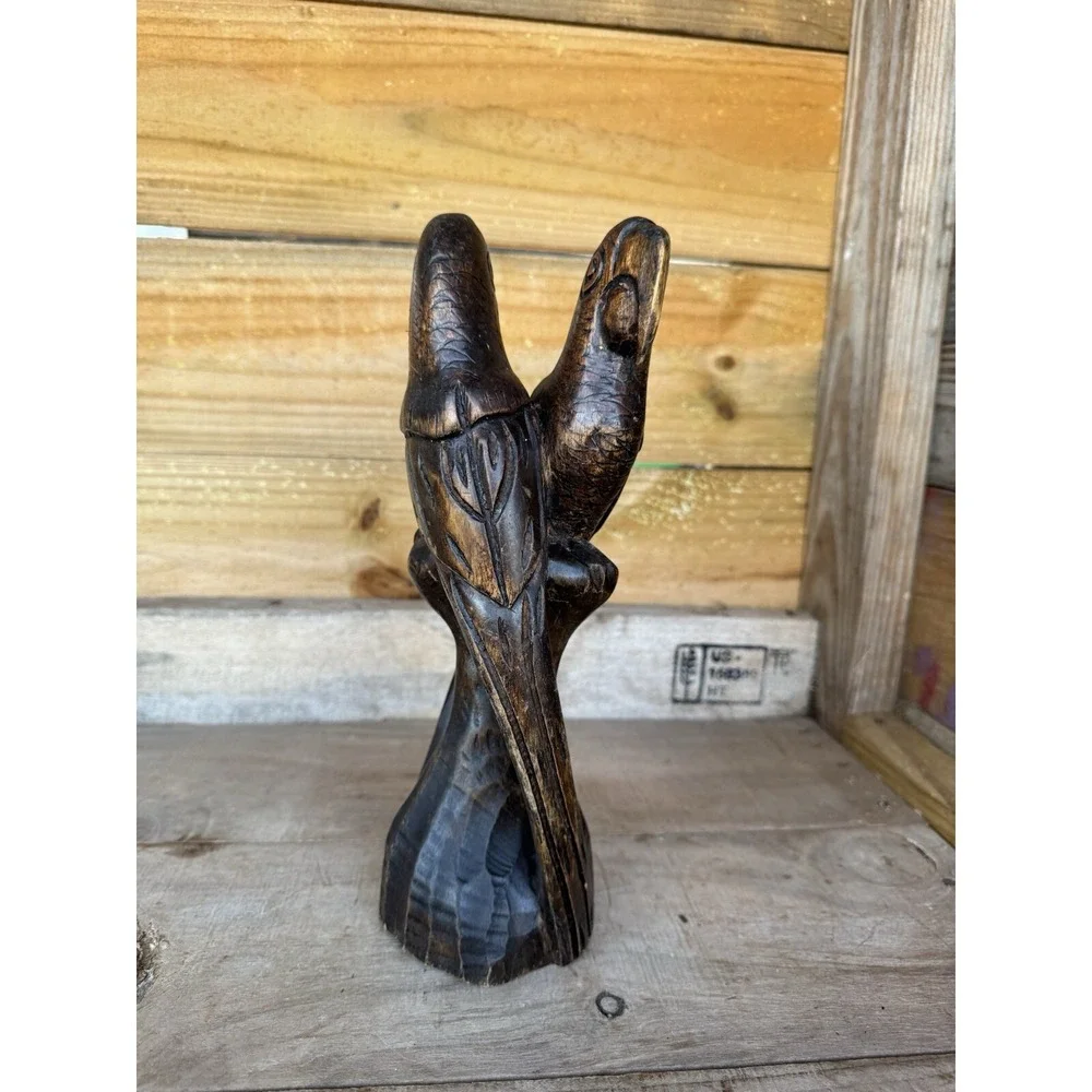 Hand Carved Wooden Parrots Carving Folk Art Jamaican‎ Birds Jamaican Decor